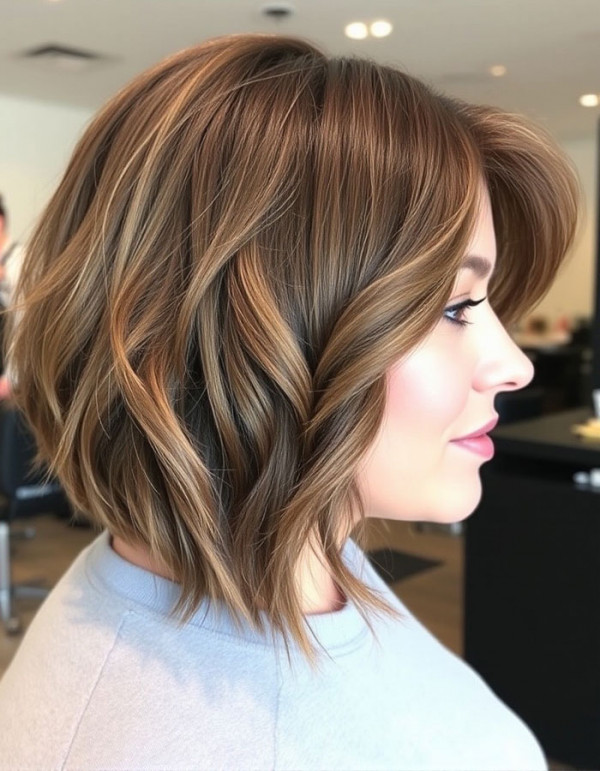 53 Gorgeous Hair Colours for the Fall Season : Caramel Swirl Bob