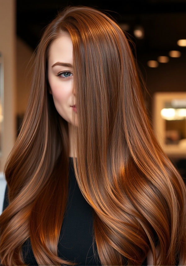 25 Cute Pumpkin Hair Colour Ideas for Fall : Chestnut Pumpkin Waves