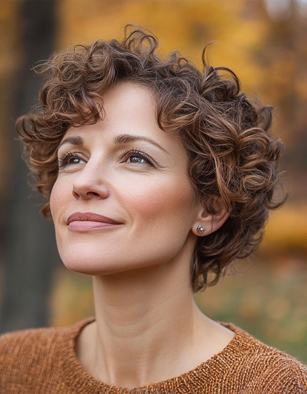 Chic Silver Choppy Curl Pixie Haircut for Women Over 50