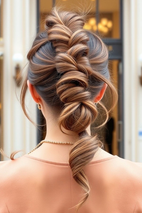 50 Cute Hairstyles to Rock Any Day of the Week : Chic Twisted Braid Elegance