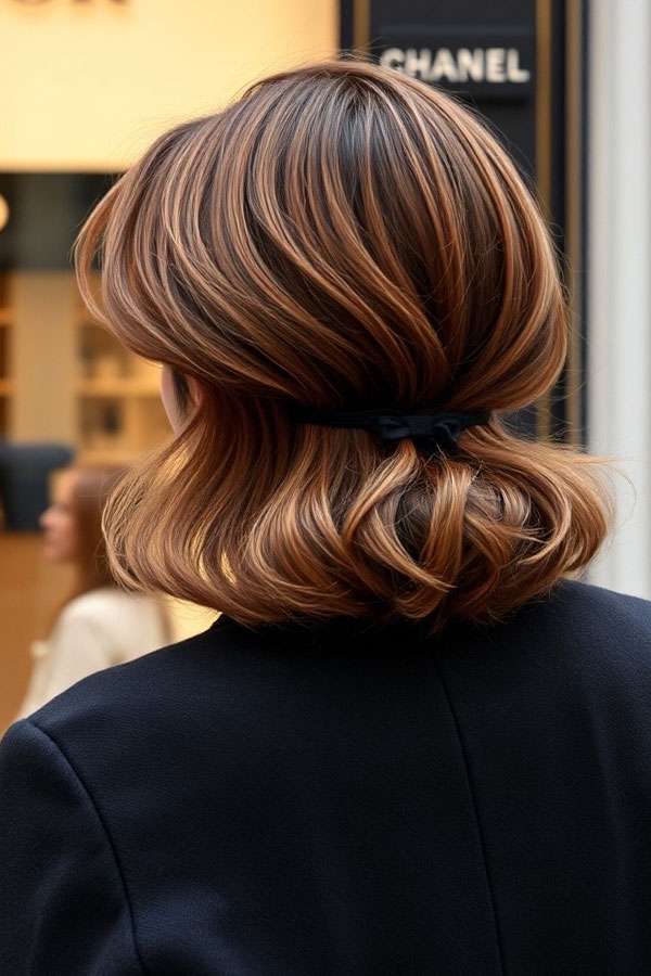 50 Cute Hairstyles to Rock Any Day of the Week : Chic and Tucked Half Up Bob Hairstyle