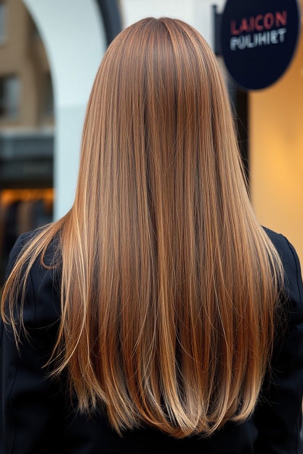 53 Gorgeous Hair Colours for the Fall Season : Cinnamon Spice Glossy Straight Long Hairstyle