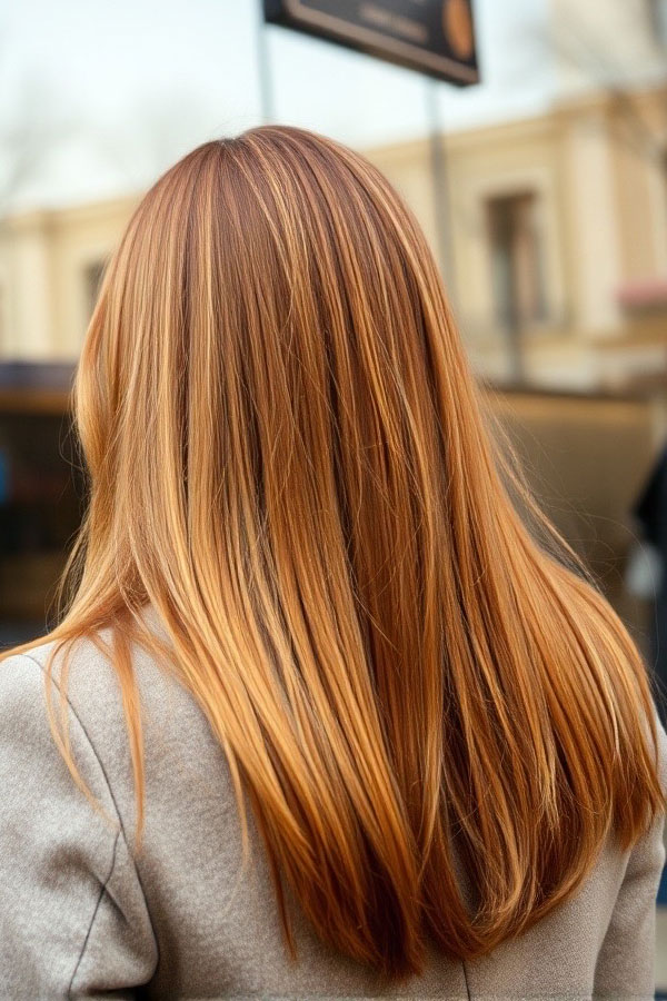 50 Must-Try Autumn Hair Colours : Cinnamon Spice Simple Long Hairstyle