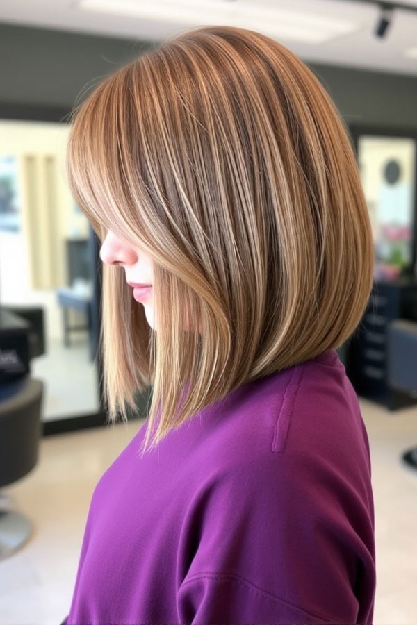 25 A-Line Haircuts to Personalize Your Style: Classic A-Line Bob with Side-Swept Bangs