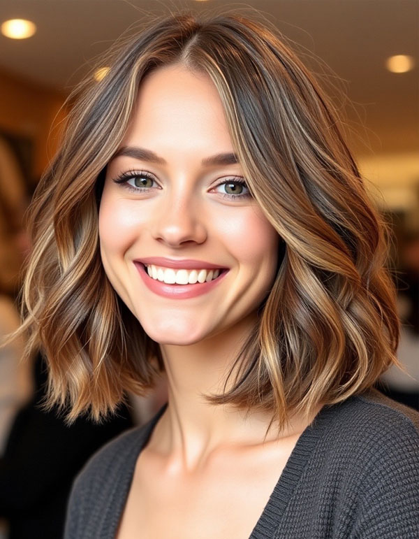 50 Wavy Lob Haircuts for Effortless Glamour : Classic Wavy Lob with ...