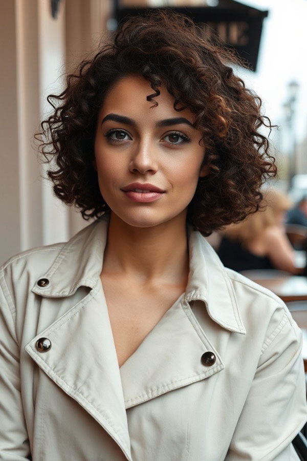 53 Gorgeous Hair Colours for the Fall Season : Curly Chocolate Bob