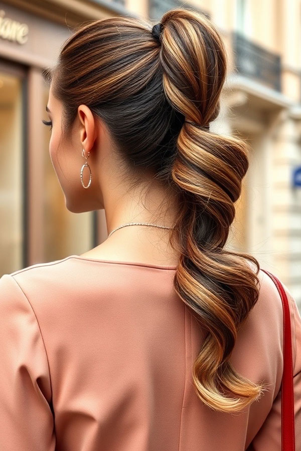 40 Ponytail Hairstyles for an Instant Hair Upgrade : Curved Wave Ponytail