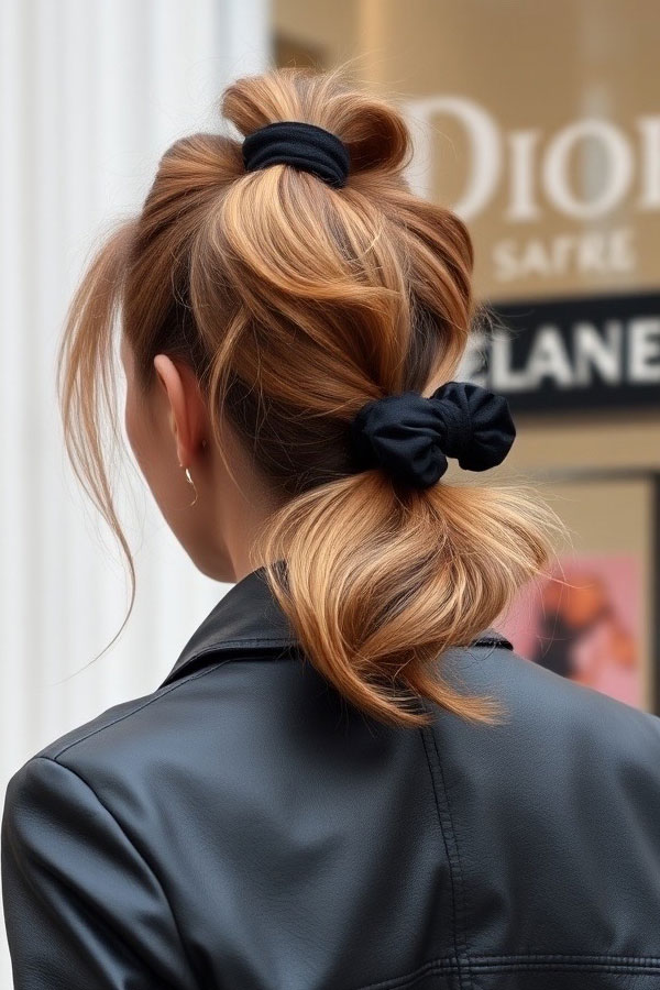 40 Ponytail Hairstyles for an Instant Hair Upgrade : Double Scrunchie Ponytail