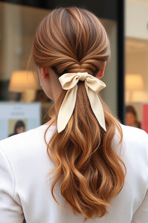 50 Cute Hairstyles to Rock Any Day of the Week : Effortless Bow Half-Up