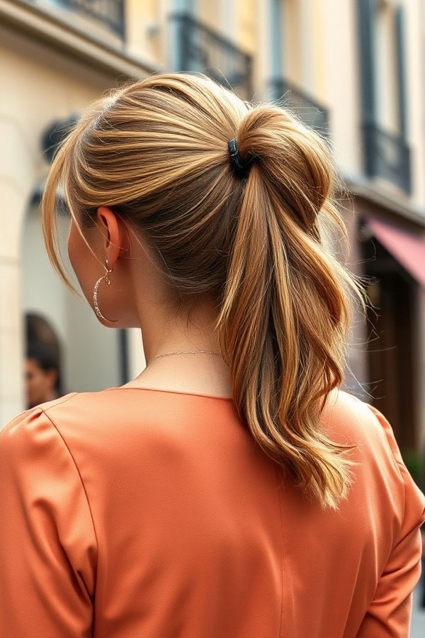 Effortless Sleek Ponytail, simple hairstyle, cute hairstyle for everyday look