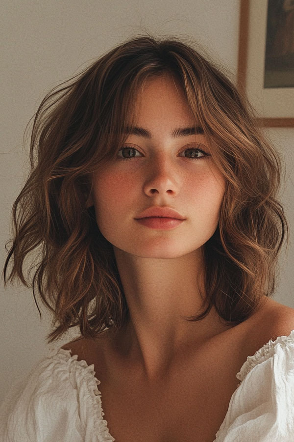 50 Wavy Lob Haircuts for Effortless Glamour : Effortless Tousled Waves