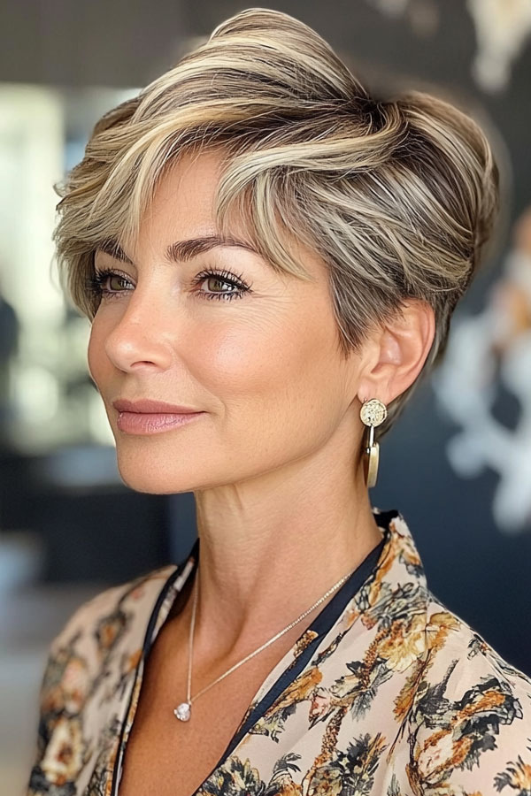 Elegant Ash Blonde Pixie Haircut For Women Over 50