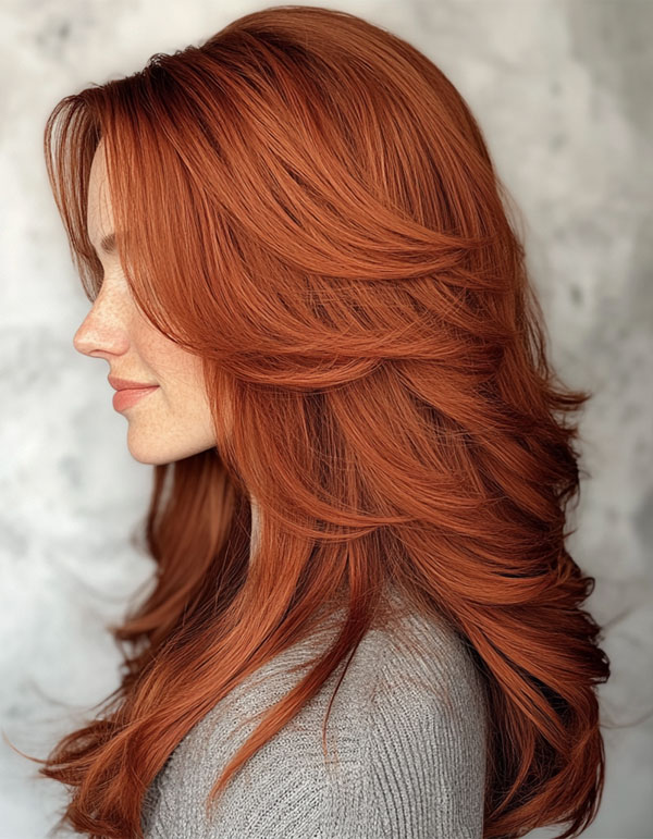 50 Must-Try Autumn Hair Colours : Fiery Auburn Long Layers