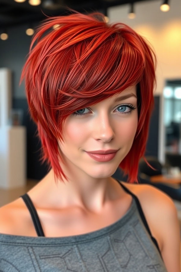 20 Messy Pixie Hairstyles for a Carefree Look : Fiery Red Pixie