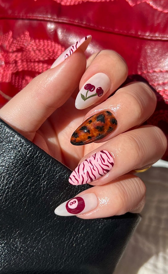 Funky Fun and Wild Mix, Trendsetting Autumn Nail Designs, almond nails, fall nail design