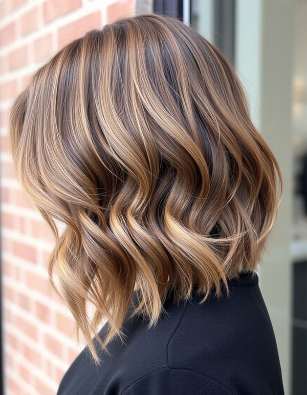 Golden Bronde Wavy Lob, Wavy Lob Haircut, Long Bob hairstyle