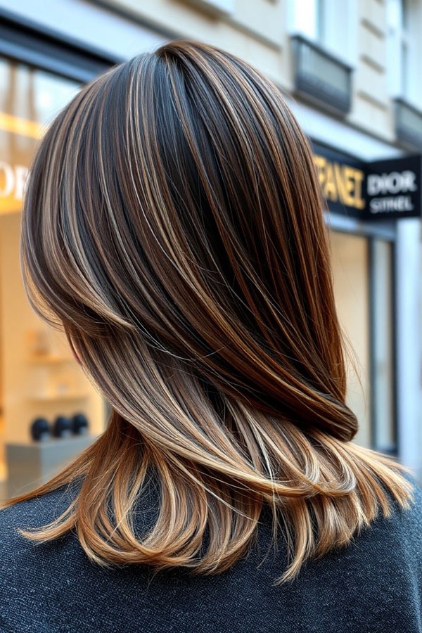 Golden Brown Balayage with Sleek Layers, fall hair color trends, autumn hair colours