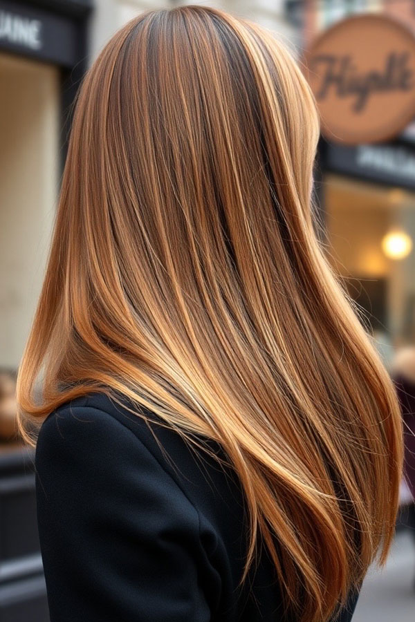 Golden Caramel Sun-kissed Strands, autumn hair colour ideas