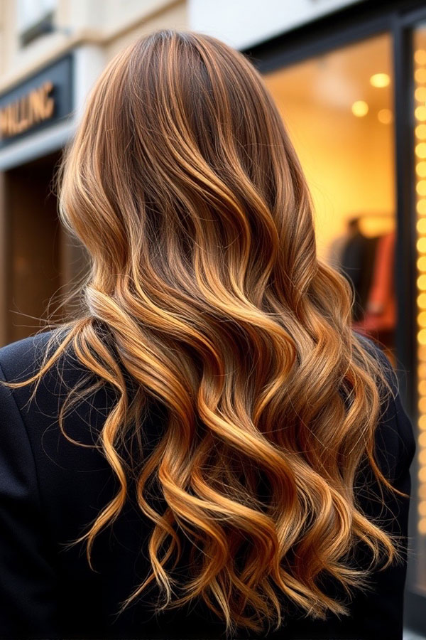 Golden Honey Balayage Waves, Gorgeous Hair Colours for the Fall Season, autumn hair colour, fall hair color