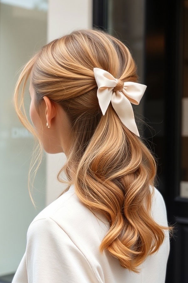 Half Up with Sweet Bow Elegance, cute half up hairstyle