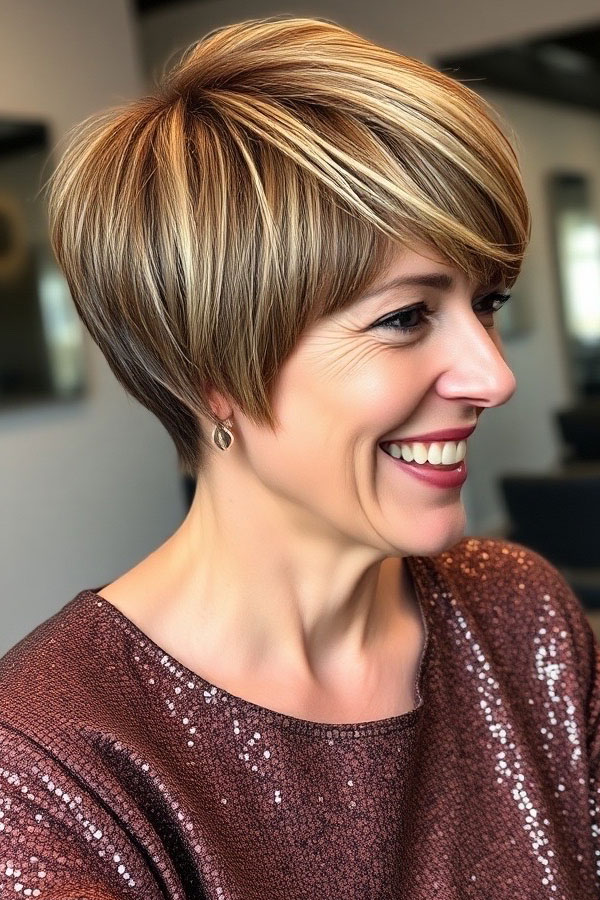 Honey Blonde Layered Pixie Bob, pixie hair color idea, pixie haircut, pixie hair color