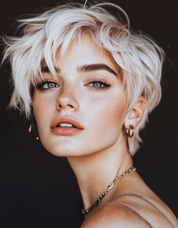 20 Messy Pixie Hairstyles for a Carefree Look : Icy Platinum Effortless Pixie