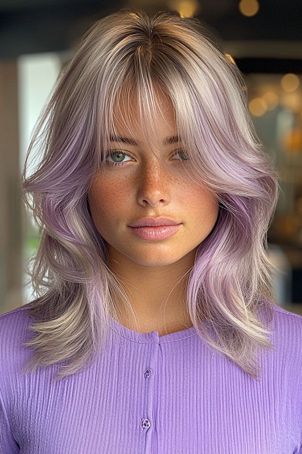 39 Flattering Medium Hairstyles Perfect for Thin Hair : Lavender Layers ...