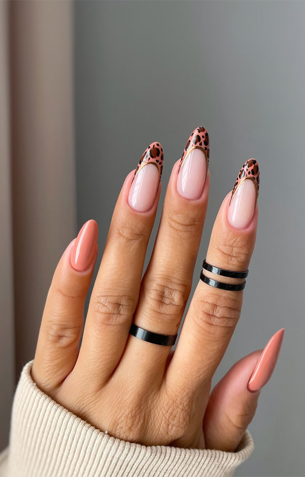 30 Trendy Fall Nails to Inspire Your Cozy Season Look : Leopard French Tips