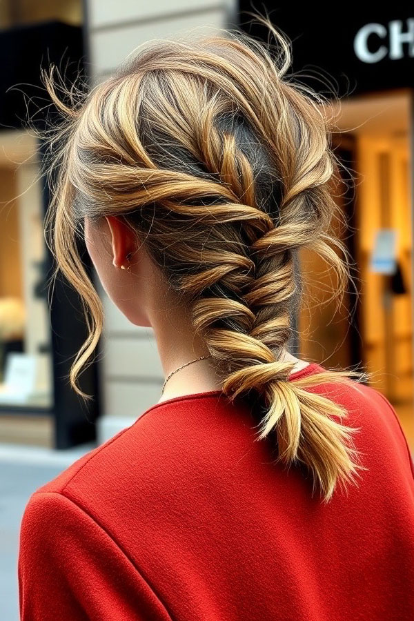 Loose Twisted Braid,  cute hairstyle for everyday, easy hairstyle, effortless hairstyle