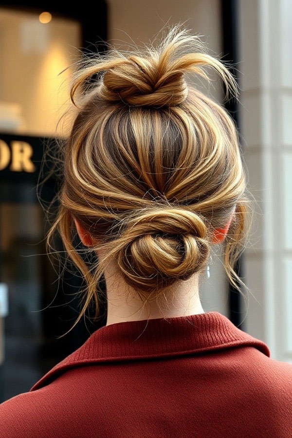 50 Cute Hairstyles to Rock Any Day of the Week : Messy Double Bun