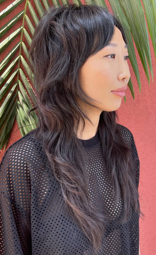 50 Beautiful Long Shag Haircuts for Effortless Style : Modern Mullet Textured Shag