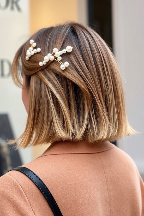 Pearl-Perfect Bob, , cute hairstyle for everyday, easy hairstyle, effortless hairstyle