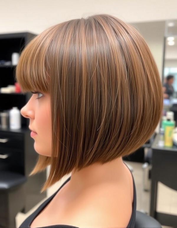 25 A-Line Haircuts to Personalize Your Style: Polished A-Line Bob with Blunt Bangs