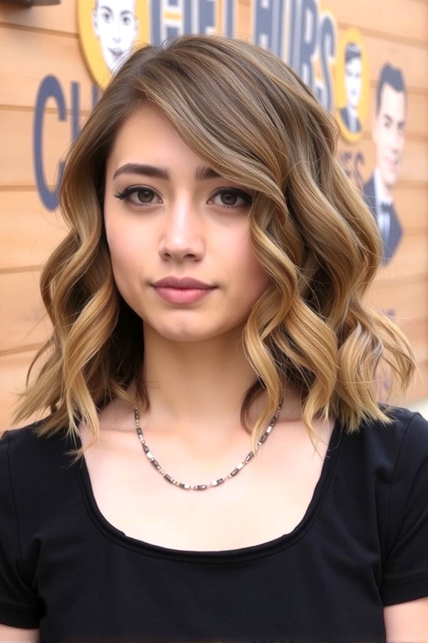 50 Wavy Lob Haircuts for Effortless Glamour : Polished Waves with a ...