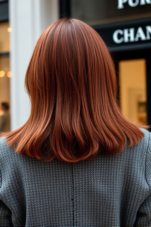 50 Must-Try Autumn Hair Colours : Rich Chestnut Chic Mid-Length Haircut