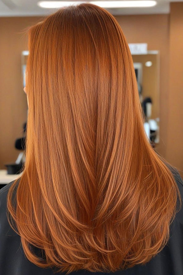 50 Fall Hair Colors to Light Up the Season : Rich Copper Straight Cut with Soft Layers