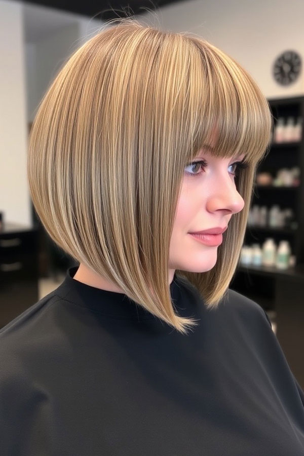 Rounded A-Line Bob with Soft Bangs