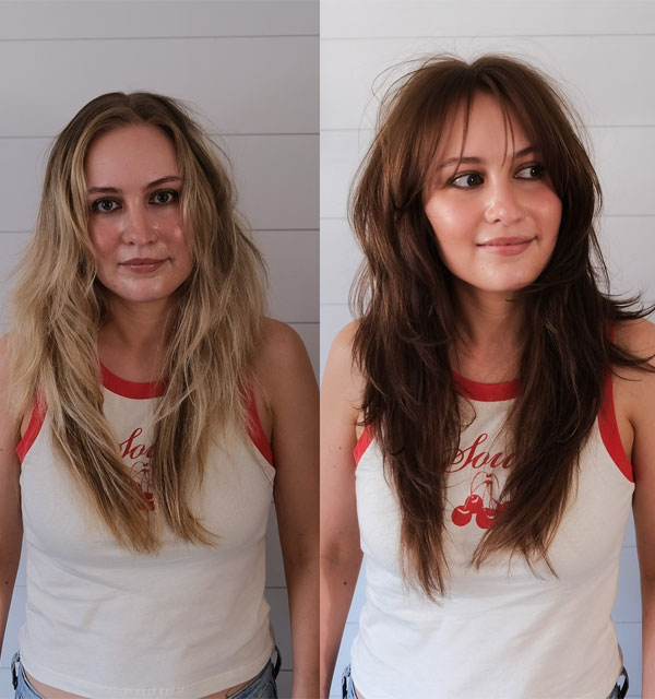 50 Beautiful Long Shag Haircuts for Effortless Style : Shaggy Makeover with Curtain Bangs