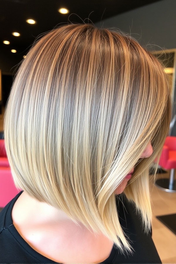 Sleek Blonde A-Line Bob with Side Part