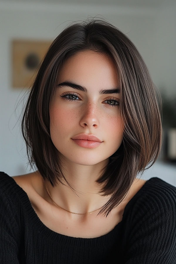 39 Flattering Medium Hairstyles Perfect for Thin Hair : Sleek Inverted Bob with Soft Layers