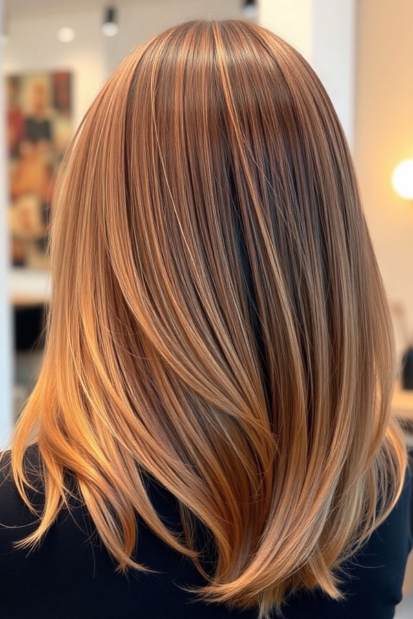 53 Gorgeous Hair Colours for the Fall Season : Sleek Layered Honey Blonde Highlights