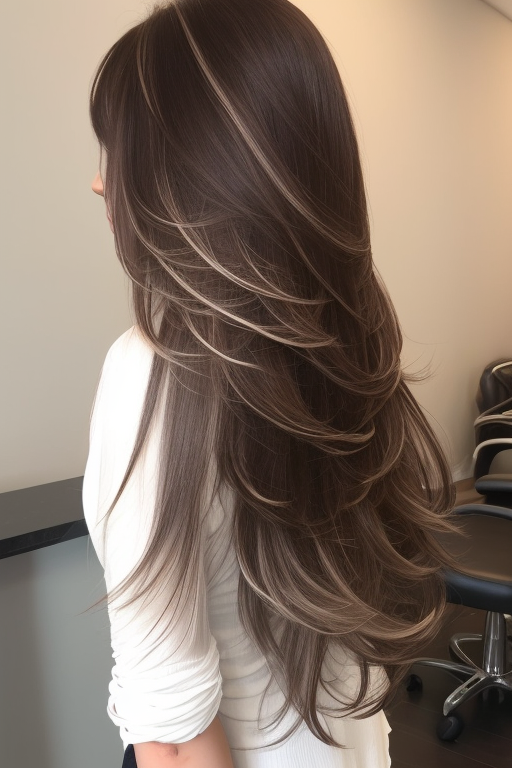 37 Stunning Voluminous Long Layered Haircuts : Sleek Long Layered with Cool-Toned Highlights