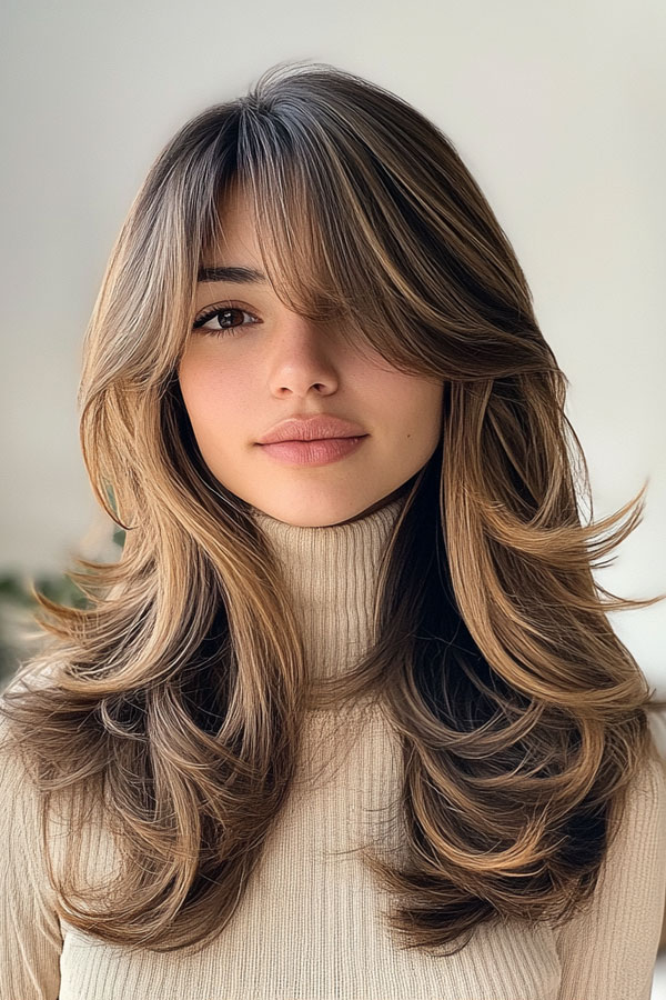 Soft Ash Blonde Layers with Curtain Bangs, fall hair color, autumn hair colour trend