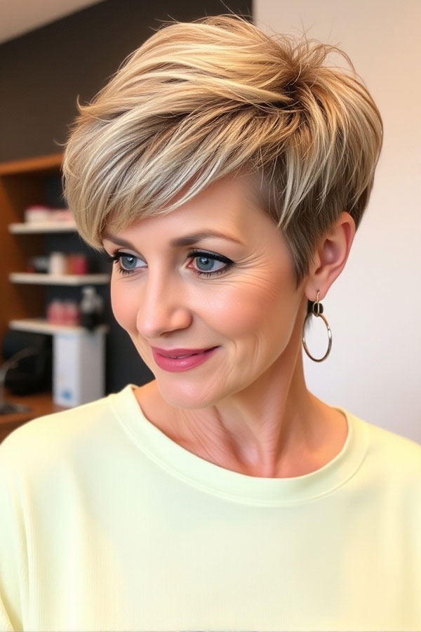 Soft Ash-Blonde Pixie Haircut For Women Over 50