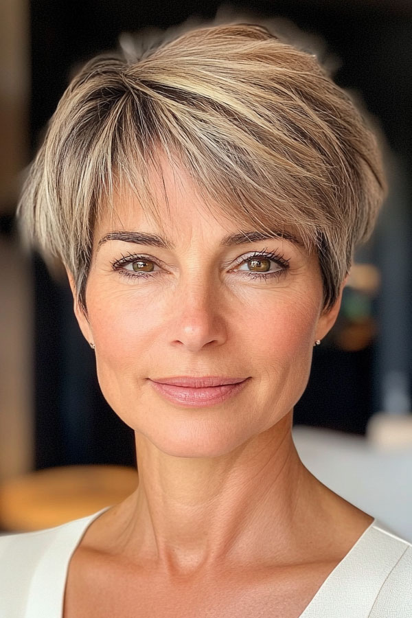 50 Trendy Pixie Haircuts For Women Over 50 : Soft Ash Blonde Pixie