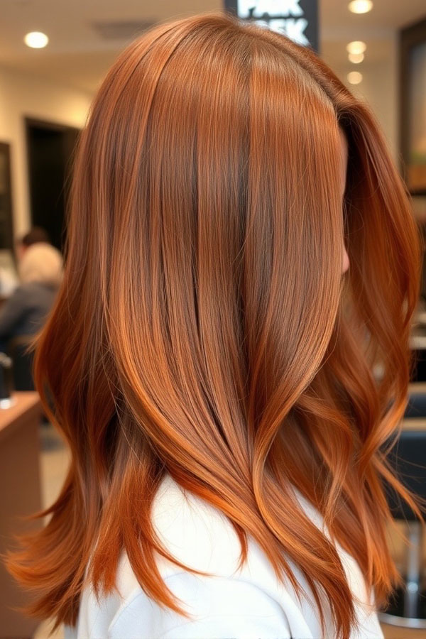 25 Cute Pumpkin Hair Colour Ideas for Fall : Soft Auburn Pumpkin Layers