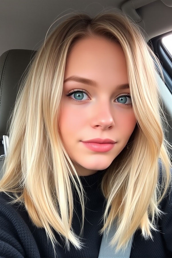 Soft Blonde Lob with Face-Framing Layers, long bob hairstyle, , medium-length haircut, low maintenance medium-length haircut