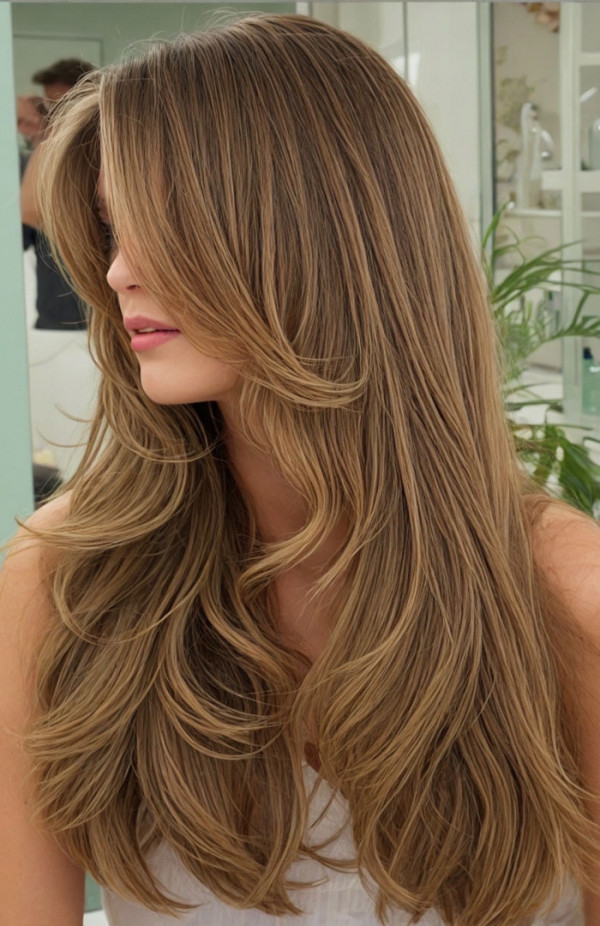 35 Trendy Long Straight Haircuts To Try Now : Soft Caramel Layers 