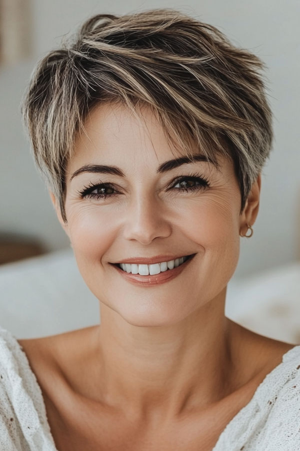 Soft and Natural Pixie Haircut For Women Over 50