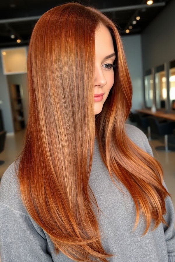 Spiced Pumpkin Auburn Straight Long Hair, pumpkin hair colour